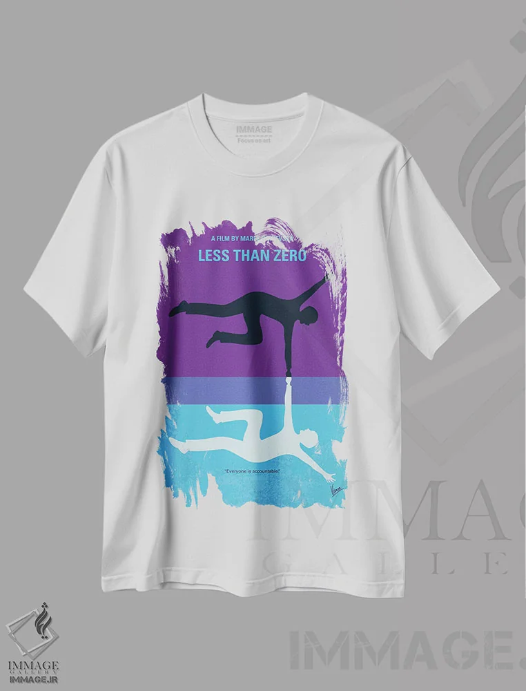 تیشرت سفید طرح دار پوستر مینیمال فیلم کمتر از صفر، هنر دیجیتال اثر چانکونگ | فروشگاه ایماژ