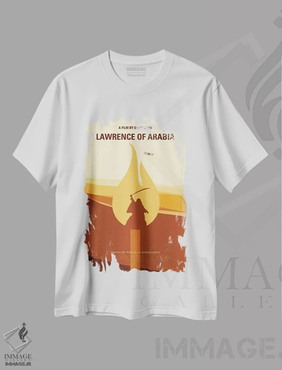 تیشرت سفید طرح دار پوستر مینیمال فیلم لارنس عربستان، هنر دیجیتال اثر چانکونگ | immage.ir