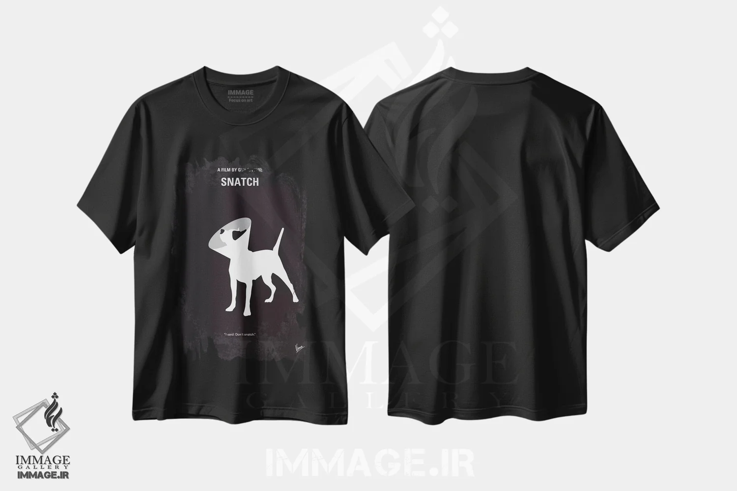تیشرت مشکی طرح دار پوستر مینیمال فیلم قاپ زنی، هنر دیجیتال سیاه و سفید اثر چانکونگ | فروشگاه ایماژ