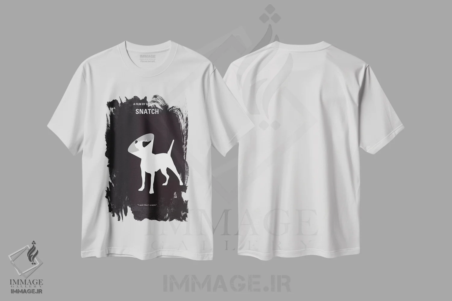 تیشرت سفید طرح دار پوستر مینیمال فیلم قاپ زنی، هنر دیجیتال سیاه و سفید اثر چانکونگ | immage.ir