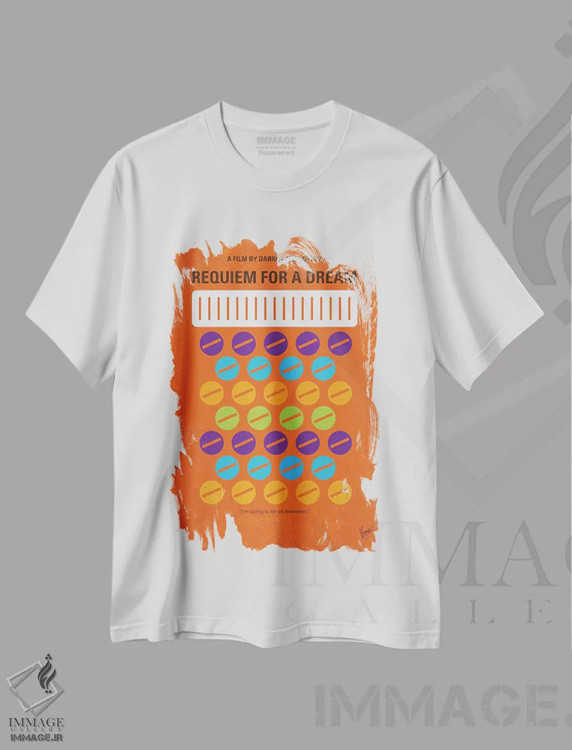 تیشرت سفید طرح دار پوستر مینیمال فیلم مرثیه ای برای یک رؤیا اثر چانکونگ | فروشگاه ایماژ