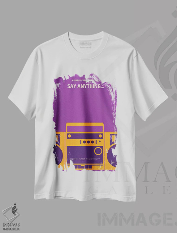 تیشرت سفید طرح دار پوستر مینیمال فیلم هر حرفی خواستی بزن، هنر دیجیتال اثر چانکونگ | immage.ir