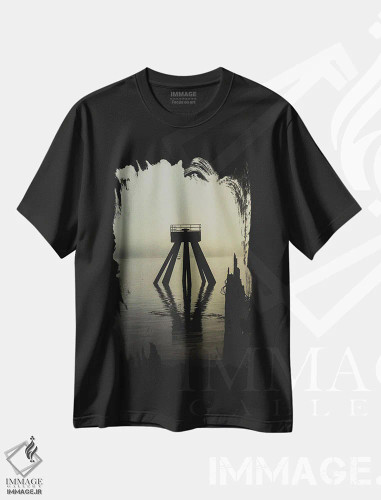 تیشرت مشکی طرح دار برق رسانی بالای رودخانه، مدیوم اثر کت کریگن | فروشگاه ایماژ
