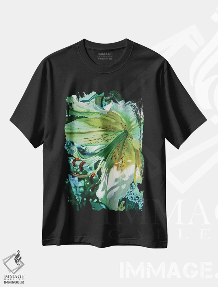 تیشرت مشکی طرح دار سوسن جین، هنر فاخر معاصر اثر کلویی هدن | فروشگاه ایماژ