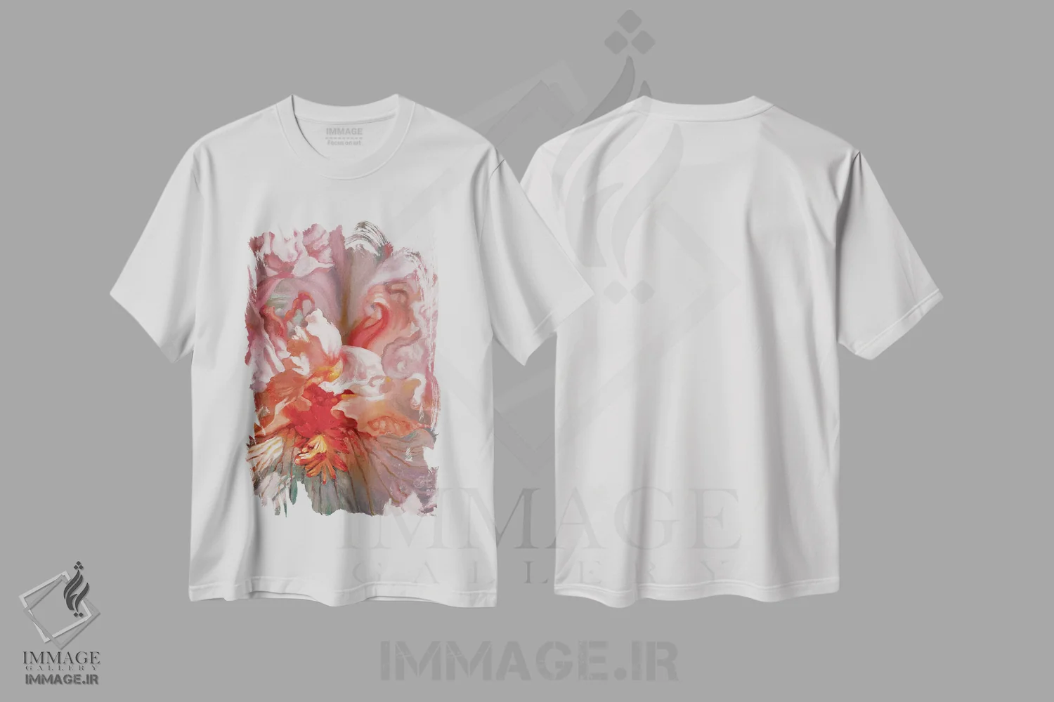تیشرت سفید طرح دار رقص نور، هنر فاخر معاصر اثر کلویی هدن | immage.ir
