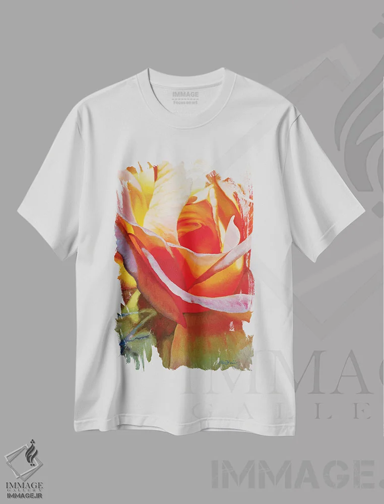 تیشرت سفید طرح دار آن سوی رنگین کمان، هنر فاخر معاصر اثر کلویی هدن | فروشگاه ایماژ