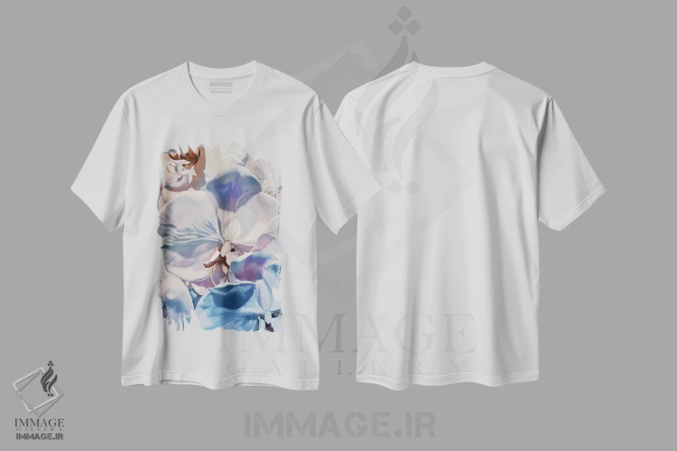 تیشرت سفید طرح دار ارکیده های سفید، هنر فاخر معاصر اثر کلویی هدن | فروشگاه ایماژ