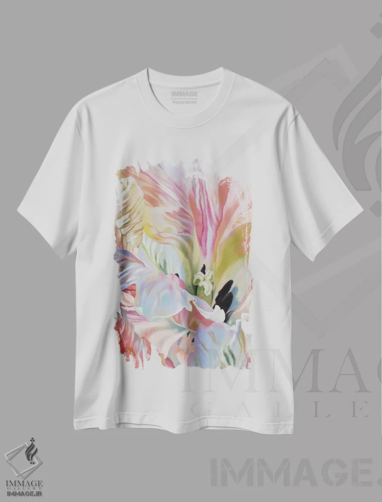 تیشرت سفید طرح دار لاله طوطی I، دکور معاصر اثر کلویی هدن | immage.ir