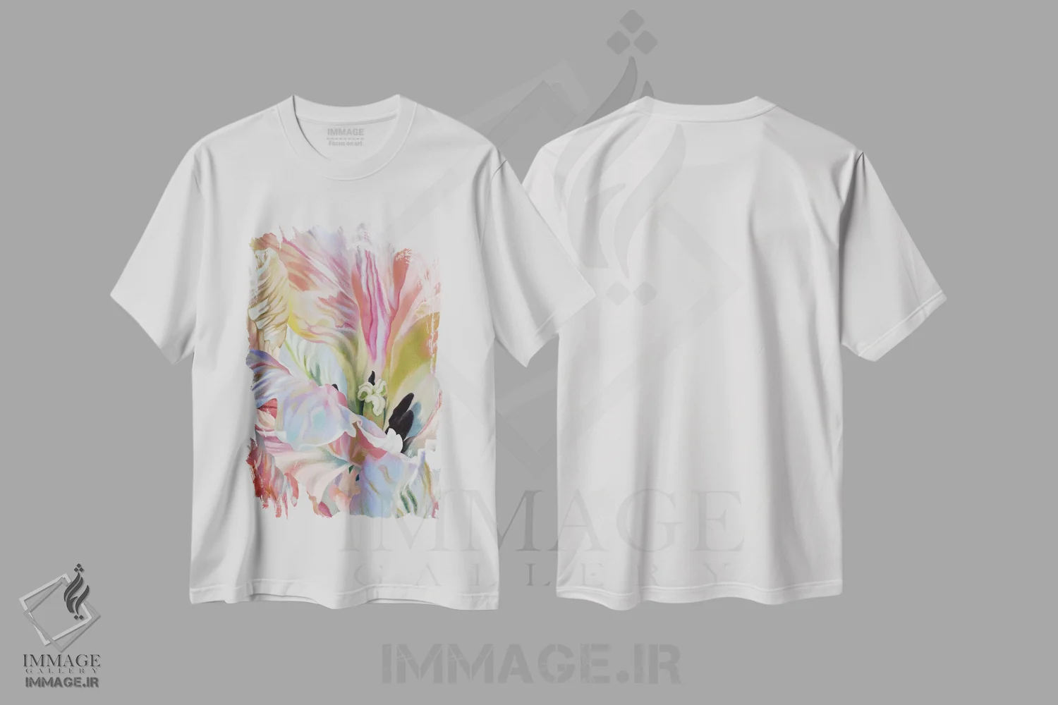 تیشرت سفید طرح دار لاله طوطی I، دکور معاصر اثر کلویی هدن | immage.ir