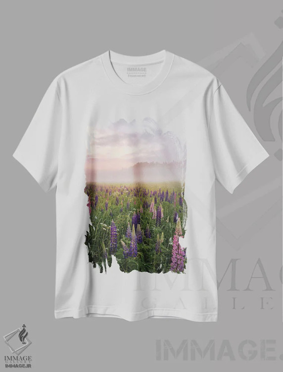 تیشرت سفید طرح دار لوپین ها در مه بخش ۳، مدیوم اثر کریستین لیندستن | فروشگاه ایماژ
