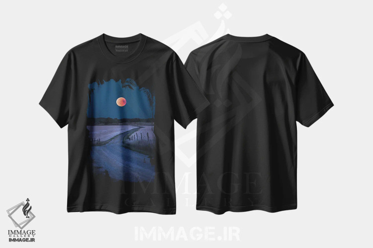 تیشرت مشکی طرح دار ماه خونین ۲۰۱۸، مدیوم اثر کریستین لیندستن | فروشگاه ایماژ