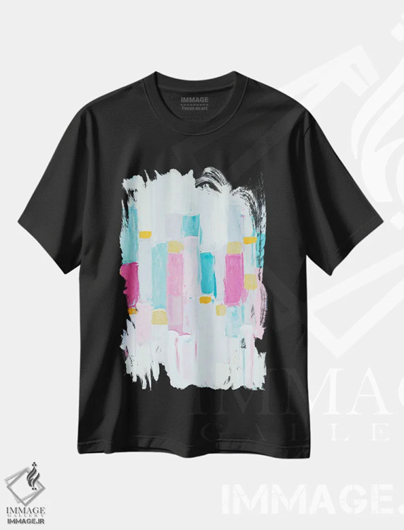 تیشرت مشکی طرح دار ریزوم سرد I اثر آن مری کولیک | فروشگاه ایماژ