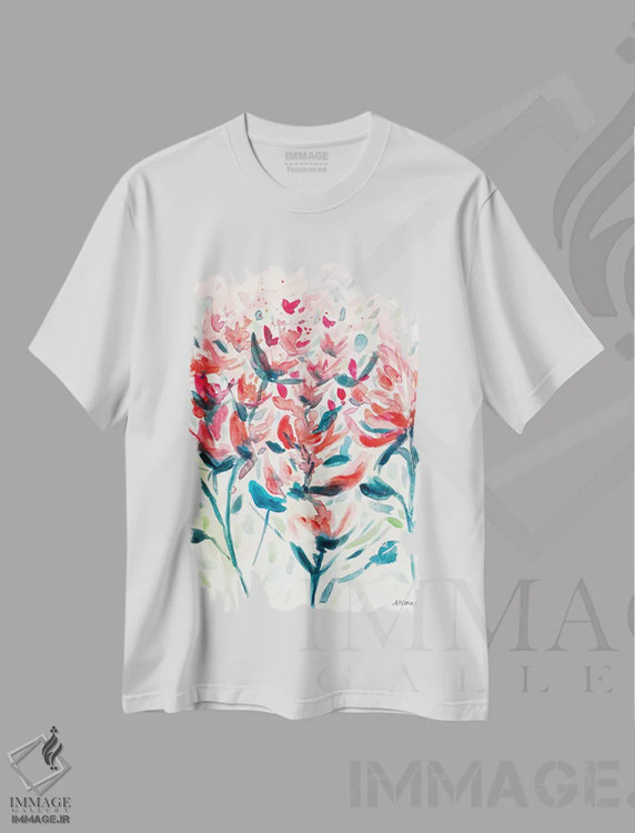 تیشرت سفید طرح دار گل های وحشی I، تزئینی اثر آن مری کولیک | immage.ir