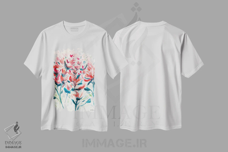 تیشرت سفید طرح دار گل های وحشی I، تزئینی اثر آن مری کولیک | immage.ir