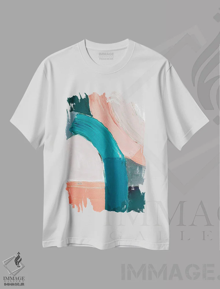 تیشرت سفید طرح دار فلکه پاستلی تیره I اثر آن مری کولیک | immage.ir
