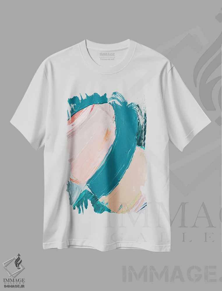 تیشرت سفید طرح دار فلکه پاستلی تیره II اثر آن مری کولیک | فروشگاه ایماژ