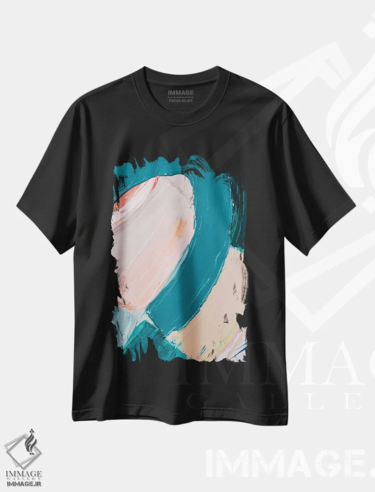 تیشرت مشکی طرح دار فلکه پاستلی تیره II اثر آن مری کولیک | immage.ir