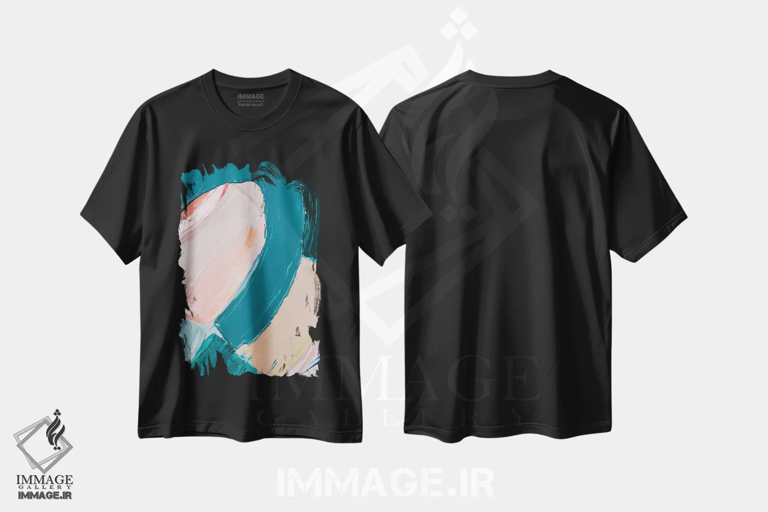 تیشرت مشکی طرح دار فلکه پاستلی تیره II اثر آن مری کولیک | immage.ir