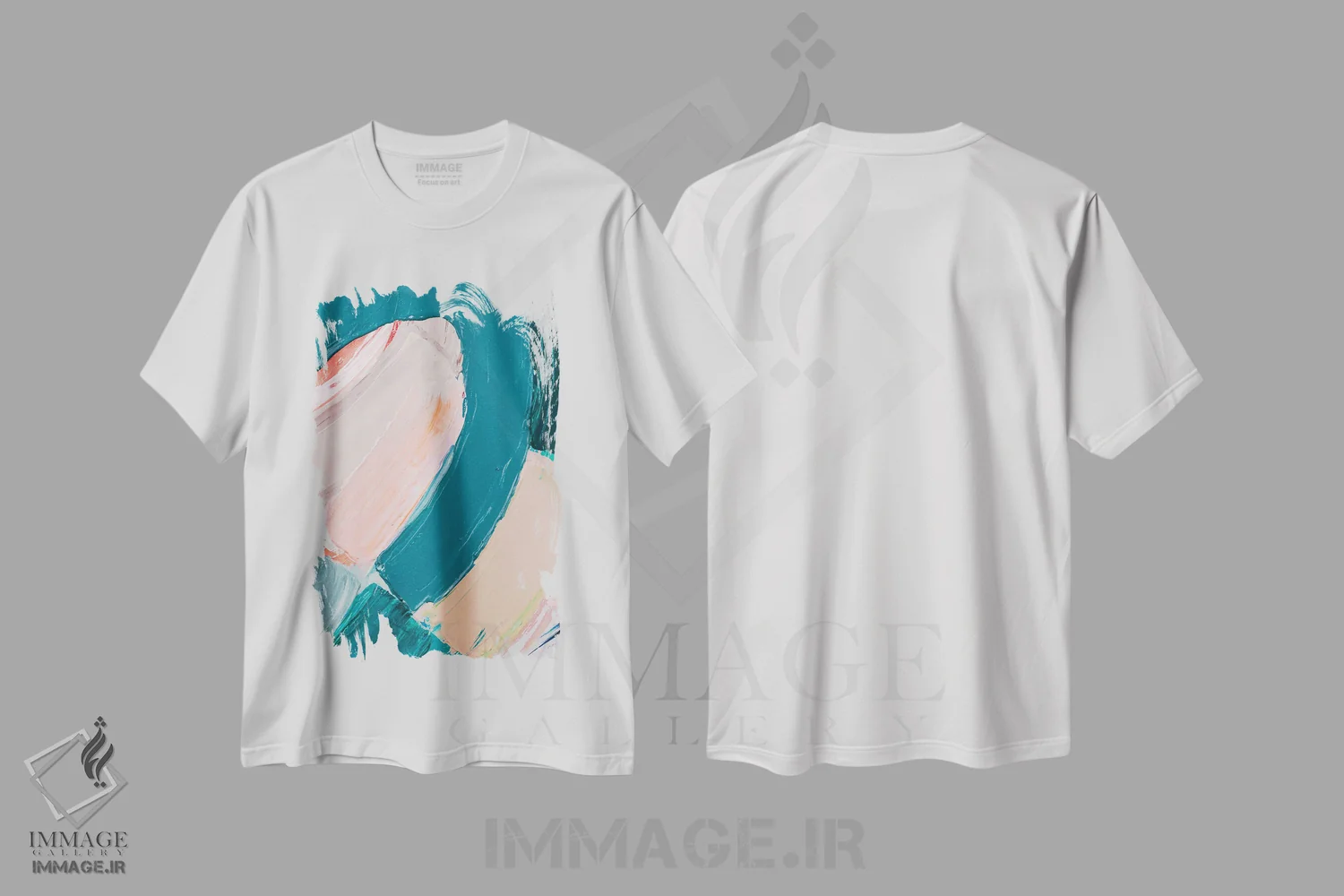 تیشرت سفید طرح دار فلکه پاستلی تیره II اثر آن مری کولیک | فروشگاه ایماژ