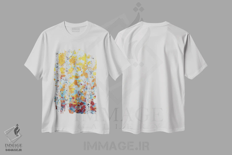 تیشرت سفید طرح دار صنوبر اکتبر I، تزئینی اثر آن مری کولیک | immage.ir