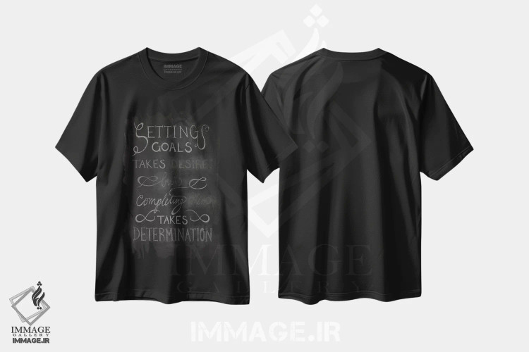 تیشرت مشکی طرح دار کامل کردن نیازمند اراده است، وینتیج و رترو اثر فایو بای فایو کالکتیو | immage.ir