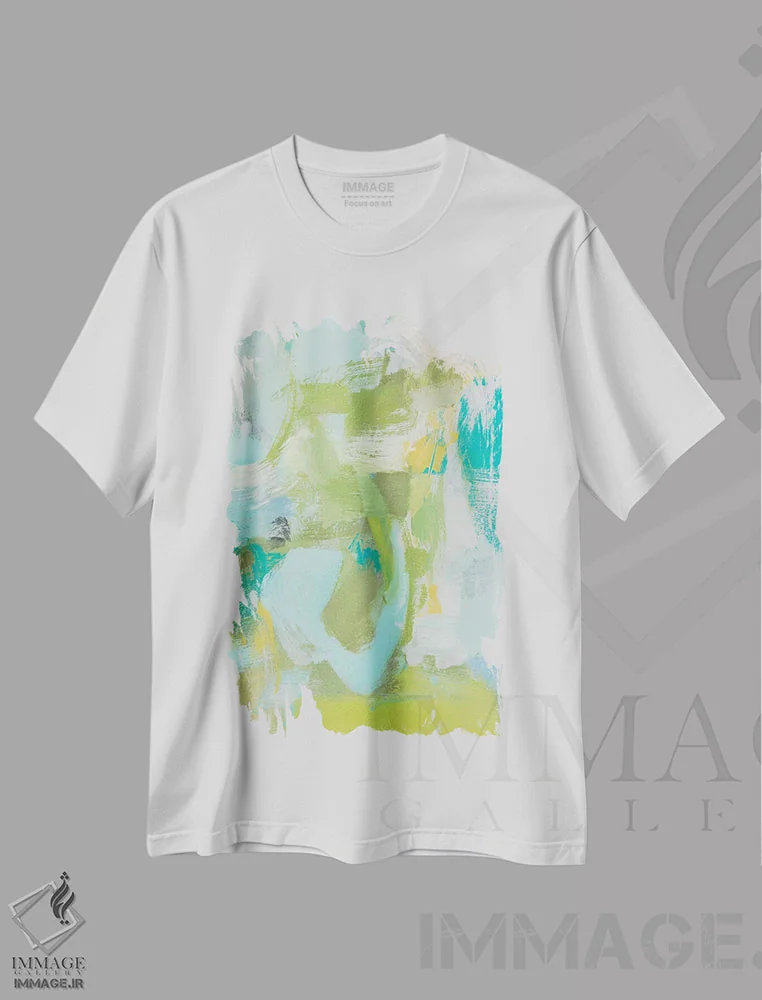تیشرت سفید طرح دار انتزاع شیشه ای دریایی I اثر کریستینا لانگ | immage.ir