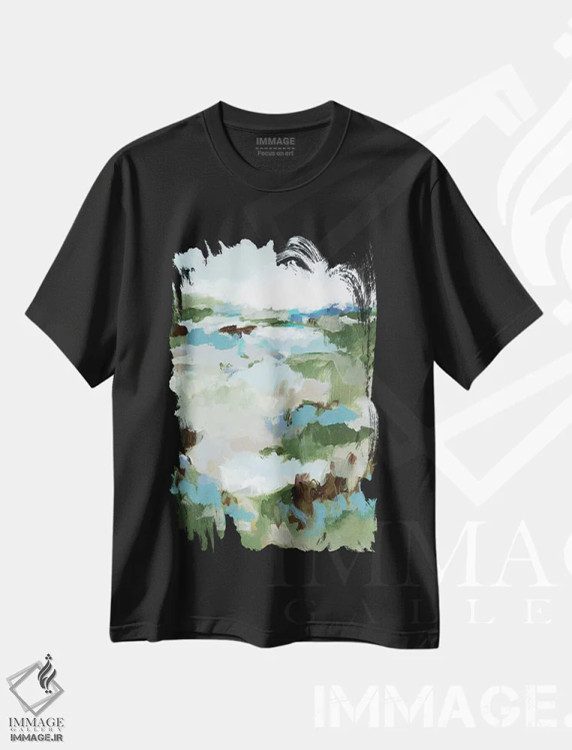 تیشرت مشکی طرح دار راه دراز به خانه I، آبستره اثر کریستینا لانگ | فروشگاه ایماژ