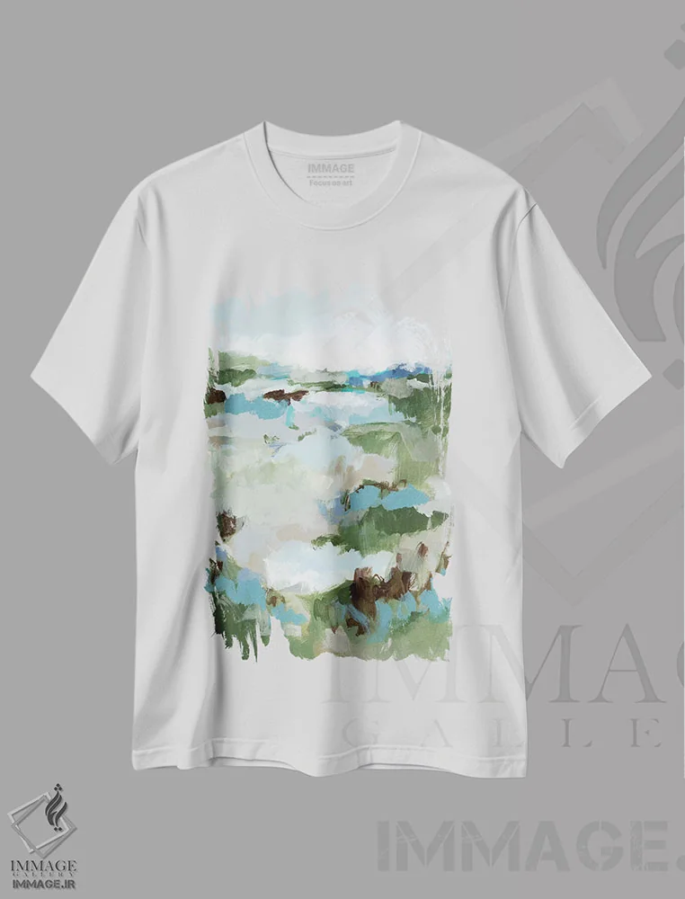 تیشرت سفید طرح دار راه دراز به خانه I، آبستره اثر کریستینا لانگ | immage.ir