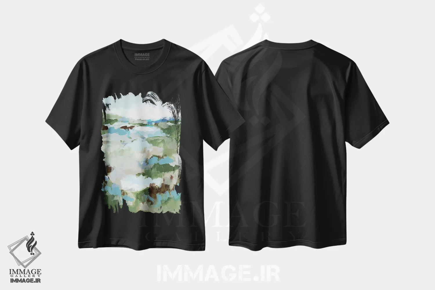 تیشرت مشکی طرح دار راه دراز به خانه I، آبستره اثر کریستینا لانگ | فروشگاه ایماژ