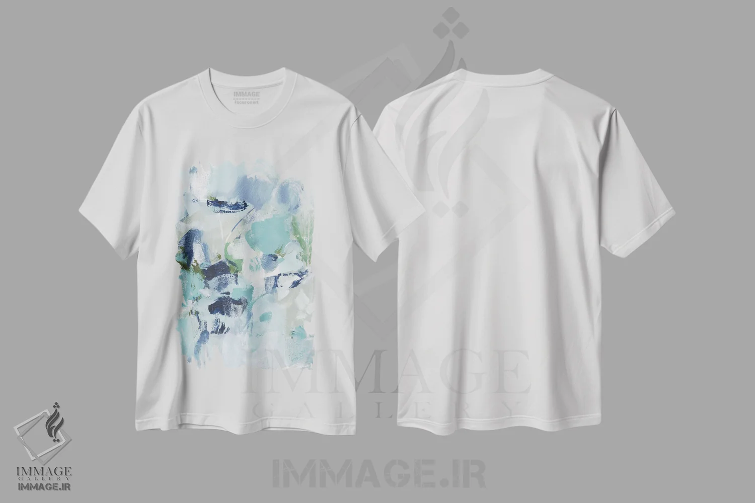 تیشرت سفید طرح دار انتزاع لاجوردی I اثر کریستینا لانگ | فروشگاه ایماژ