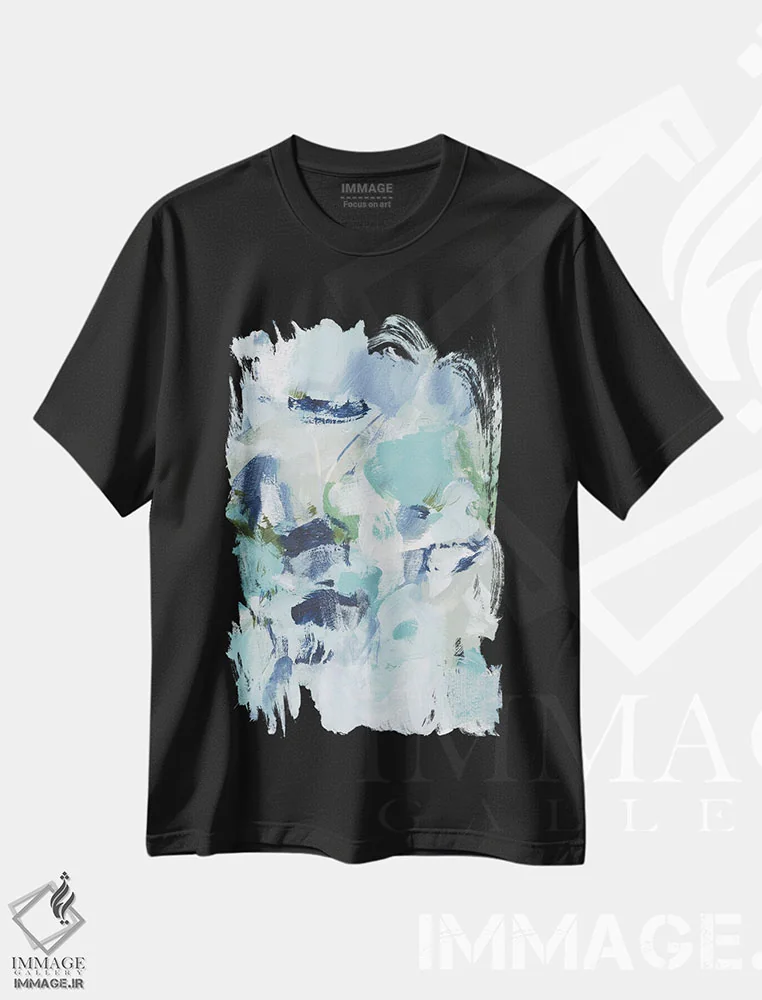 تیشرت مشکی طرح دار انتزاع لاجوردی I اثر کریستینا لانگ | immage.ir
