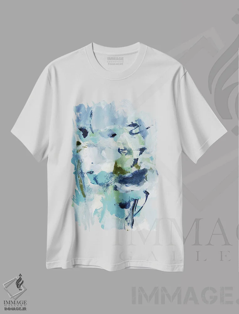 تیشرت سفید طرح دار انتزاع لاجوردی II اثر کریستینا لانگ | immage.ir