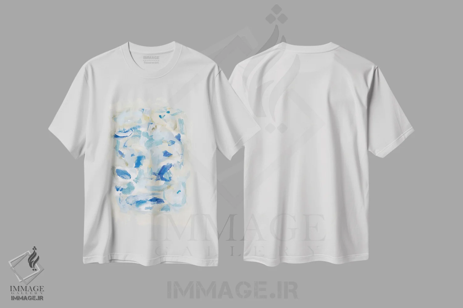 تیشرت سفید طرح دار انتزاع رنگ دار II اثر کریستینا لانگ | فروشگاه ایماژ