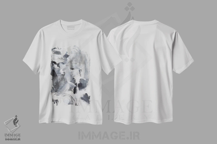 تیشرت سفید طرح دار ترکیب سیاه و سفید II اثر کریستینا لانگ | فروشگاه ایماژ