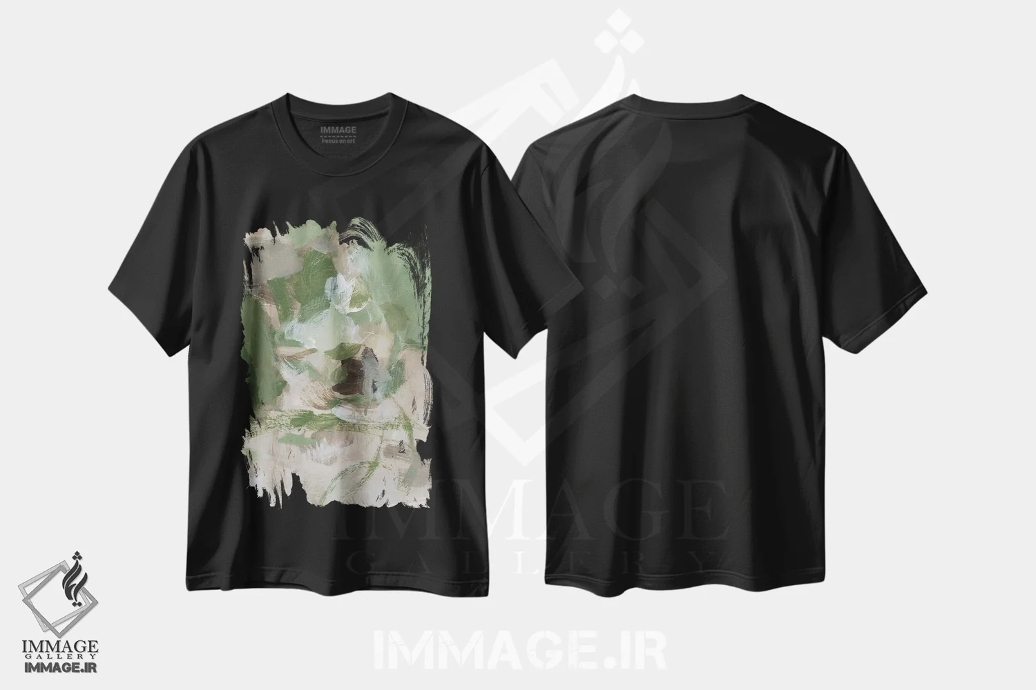تیشرت مشکی طرح دار چای سبز I اثر کریستینا لانگ | فروشگاه ایماژ