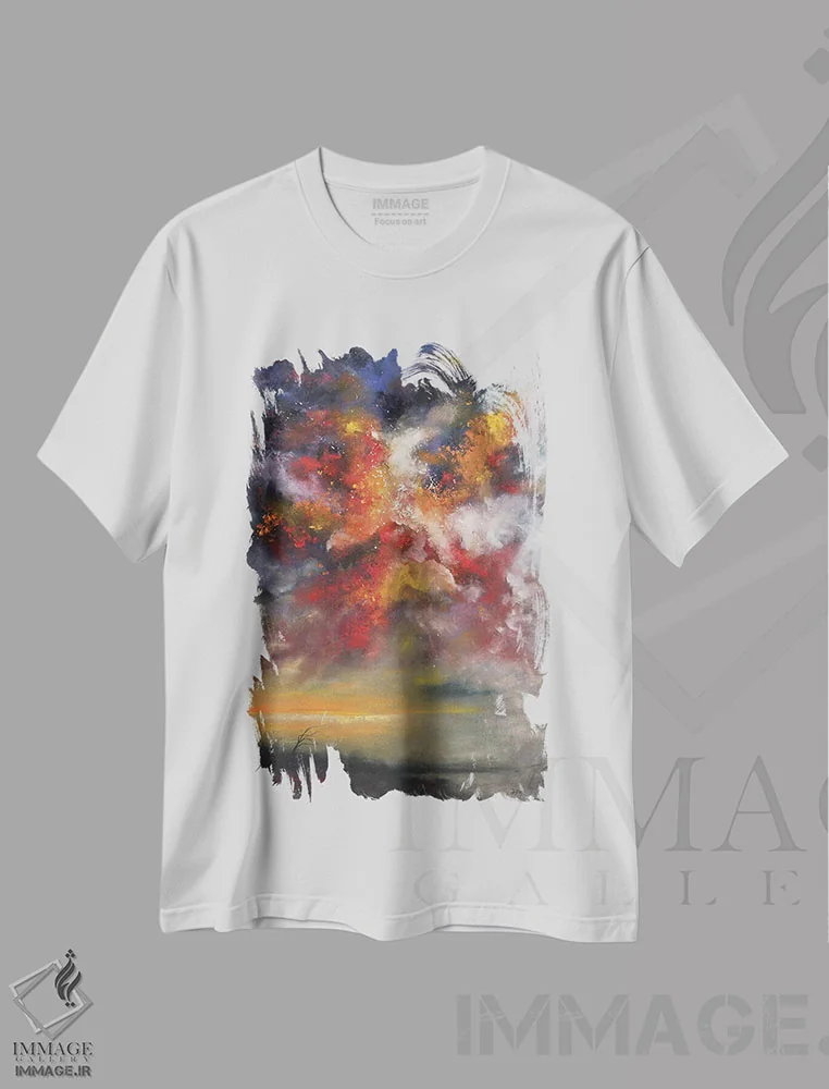 تیشرت سفید طرح دار یادبود، آبستره اثر کریستوفر لیتر | فروشگاه ایماژ
