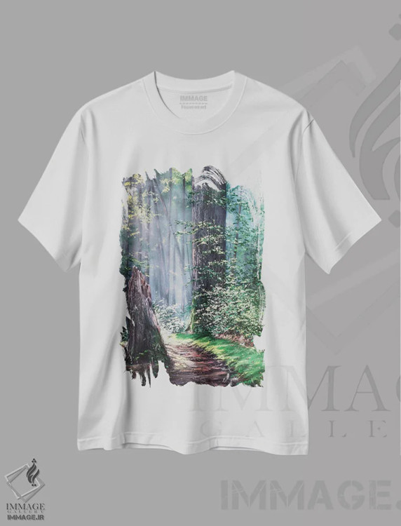 تیشرت سفید طرح دار از میان جنگل بکر، دکور معاصر اثر کریستوفر لیتر | فروشگاه ایماژ
