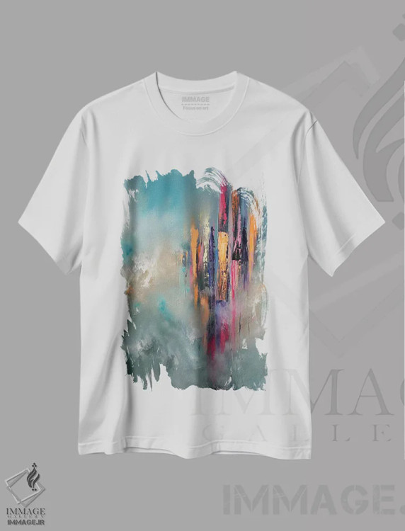 تیشرت سفید طرح دار برج های بلند اثر کریستوفر لیتر | immage.ir