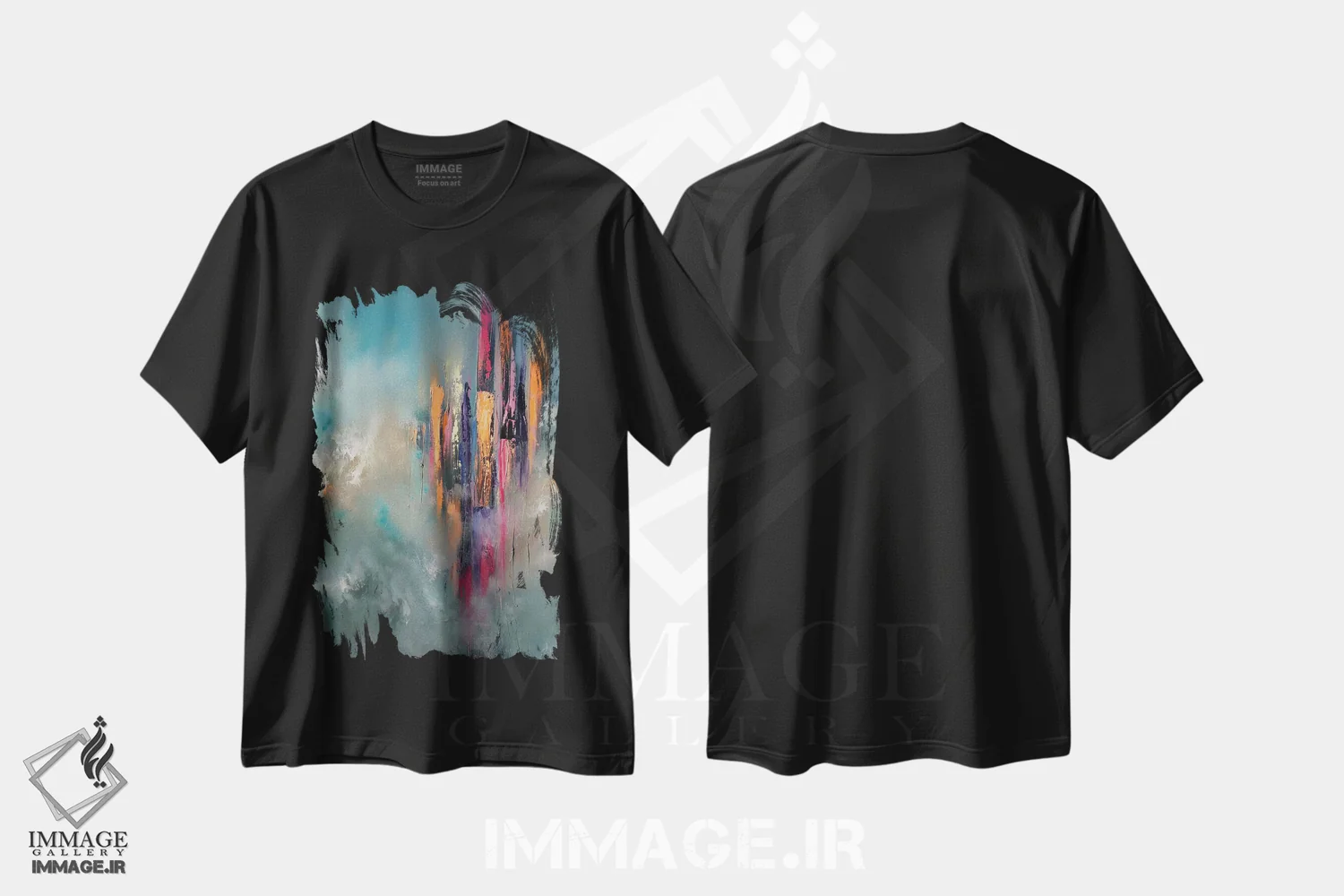 تیشرت مشکی طرح دار برج های بلند اثر کریستوفر لیتر | فروشگاه ایماژ