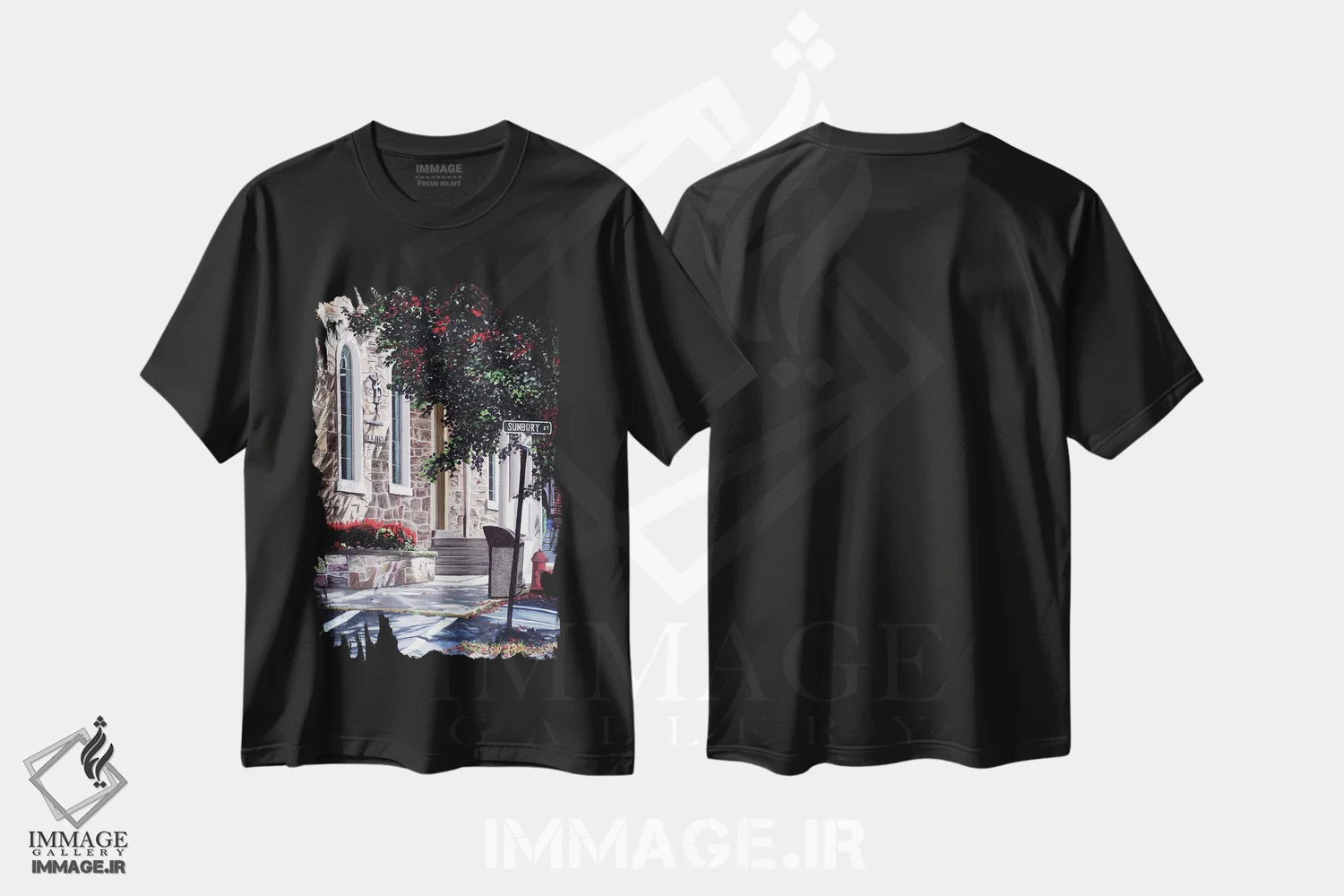 تیشرت مشکی طرح دار خیابان سانبری، دکور معاصر اثر کریستوفر لیتر | immage.ir