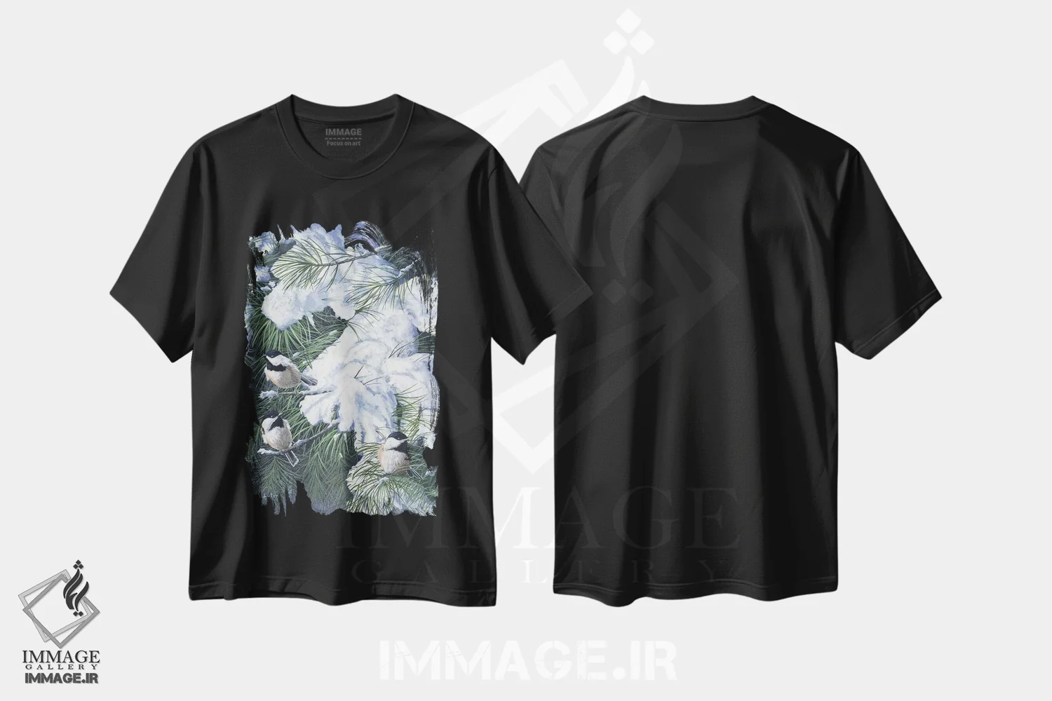 تیشرت مشکی طرح دار چرخ ریسک های زمستانی، هنر فاخر معاصر اثر کریستوفر لیتر | immage.ir