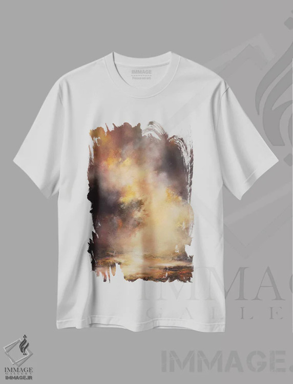 تیشرت سفید طرح دار پژواکی نیمه شنیده اثر کریستوفر لیتر | immage.ir