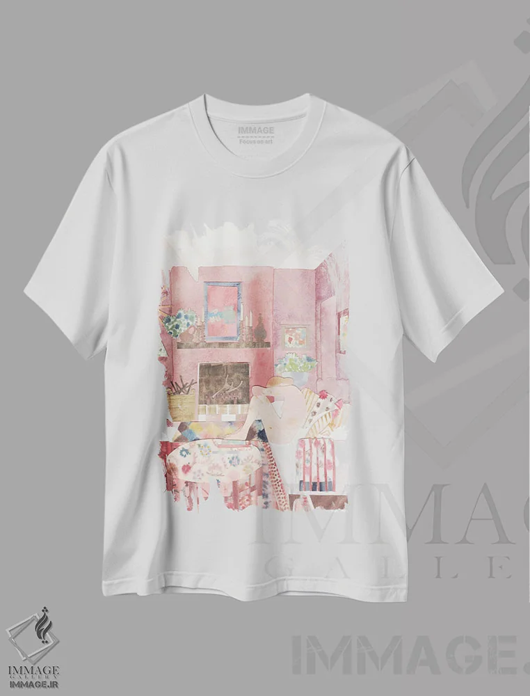تیشرت سفید طرح دار اتاق لیزا، دکور معاصر اثر کلر ویلسون | immage.ir