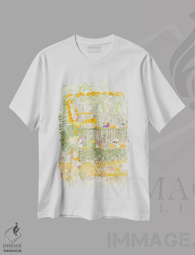 تیشرت سفید طرح دار روز مرگان، دکور معاصر اثر کلر ویلسون | فروشگاه ایماژ