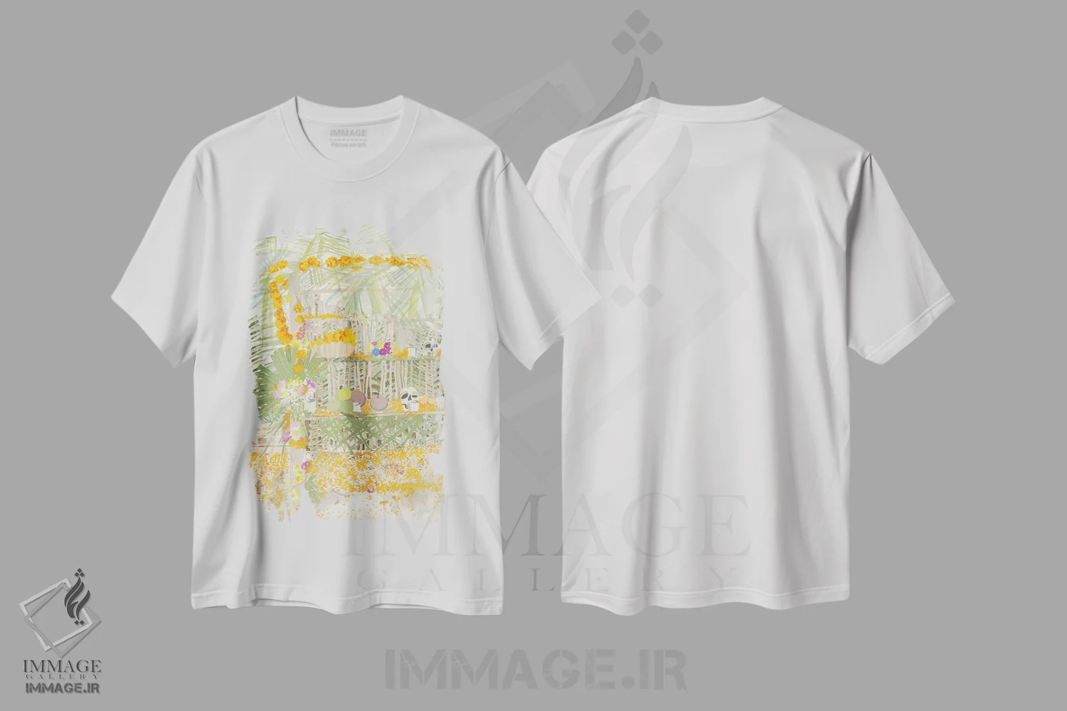 تیشرت سفید طرح دار روز مرگان، دکور معاصر اثر کلر ویلسون | فروشگاه ایماژ