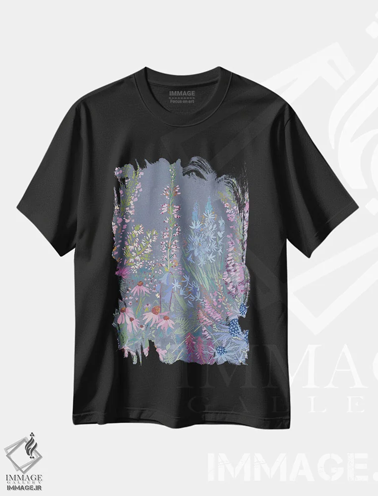 تیشرت مشکی طرح دار واحه ۴، دکور معاصر اثر کلر ویلسون | فروشگاه ایماژ