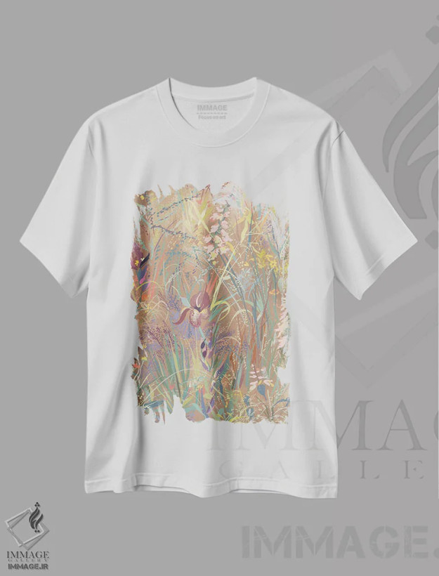 تیشرت سفید طرح دار واحه ۲، دکور معاصر اثر کلر ویلسون | فروشگاه ایماژ