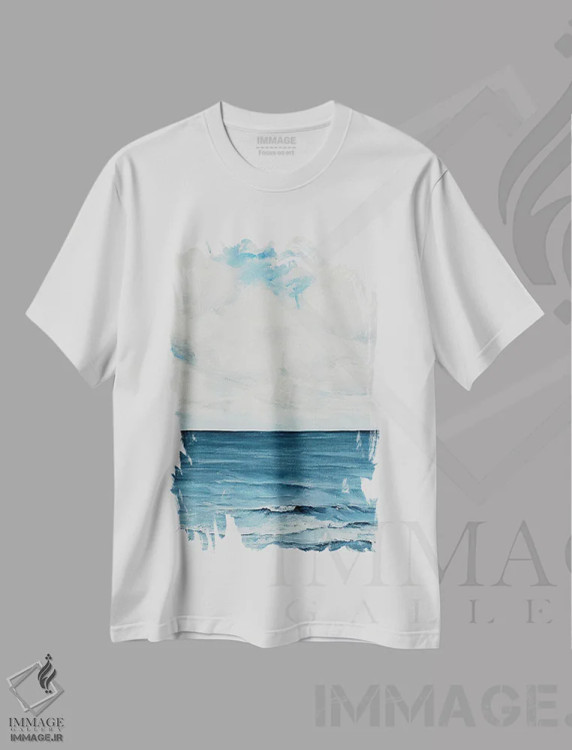 تیشرت سفید طرح دار بسوی افق، دکور ساحلی اثر کولمن سنکال | immage.ir