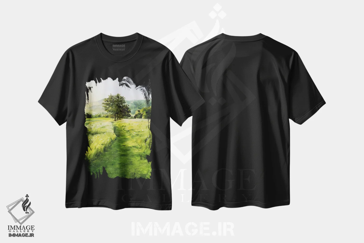 تیشرت مشکی طرح دار آن نور طلایی، تزئینی اثر کولمن سنکال | immage.ir