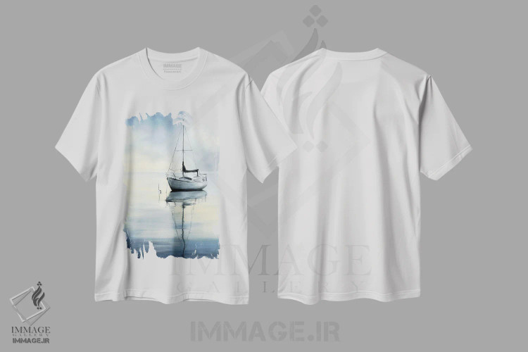 تیشرت سفید طرح دار انتظار، تزئینی اثر کولمن سنکال | immage.ir